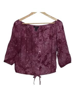 2/40$ Streatwear society NEW pink top tie dye off shoulders 3/4 sleeves crew Med